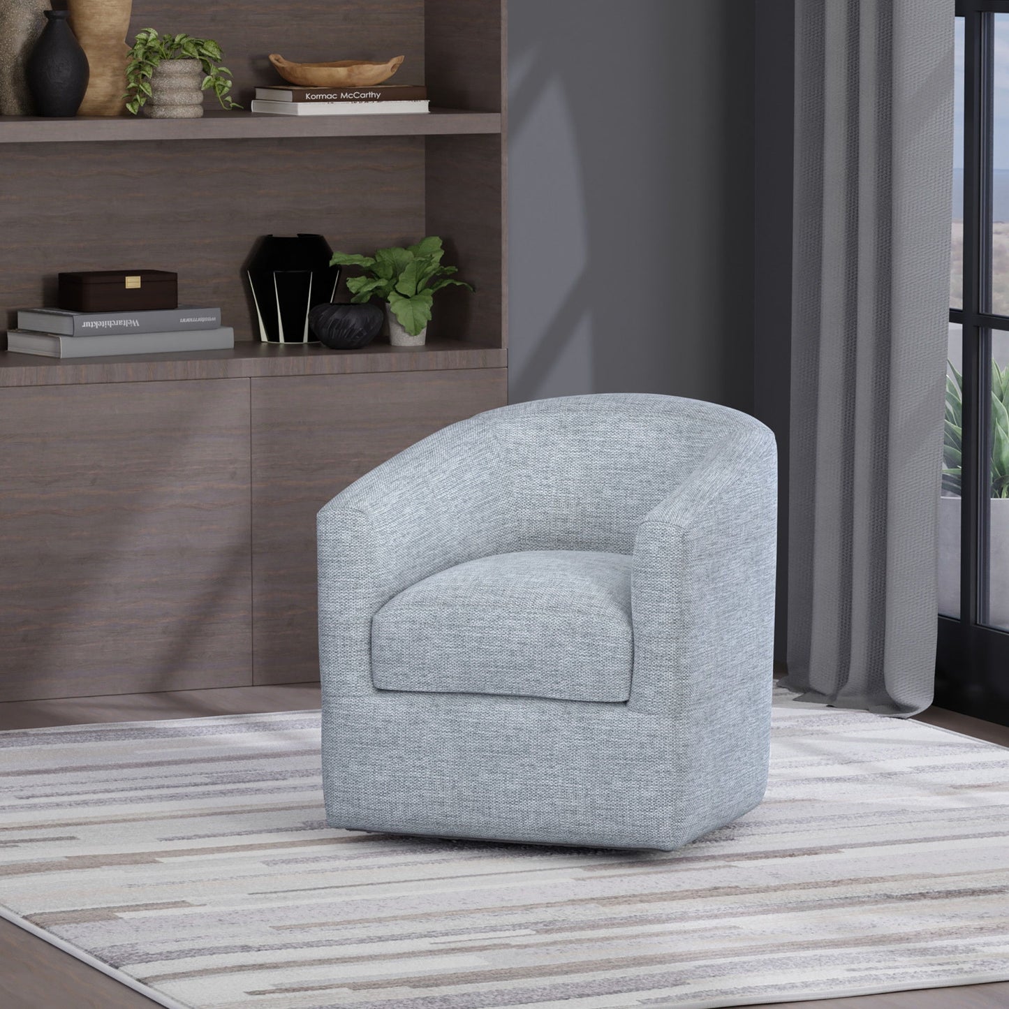 Oliver - Swivel Accent Chair Chenille - Dark Birch