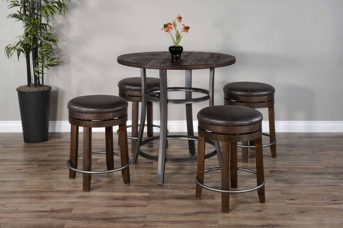 Counter Height Backless Round Stools Dining Set