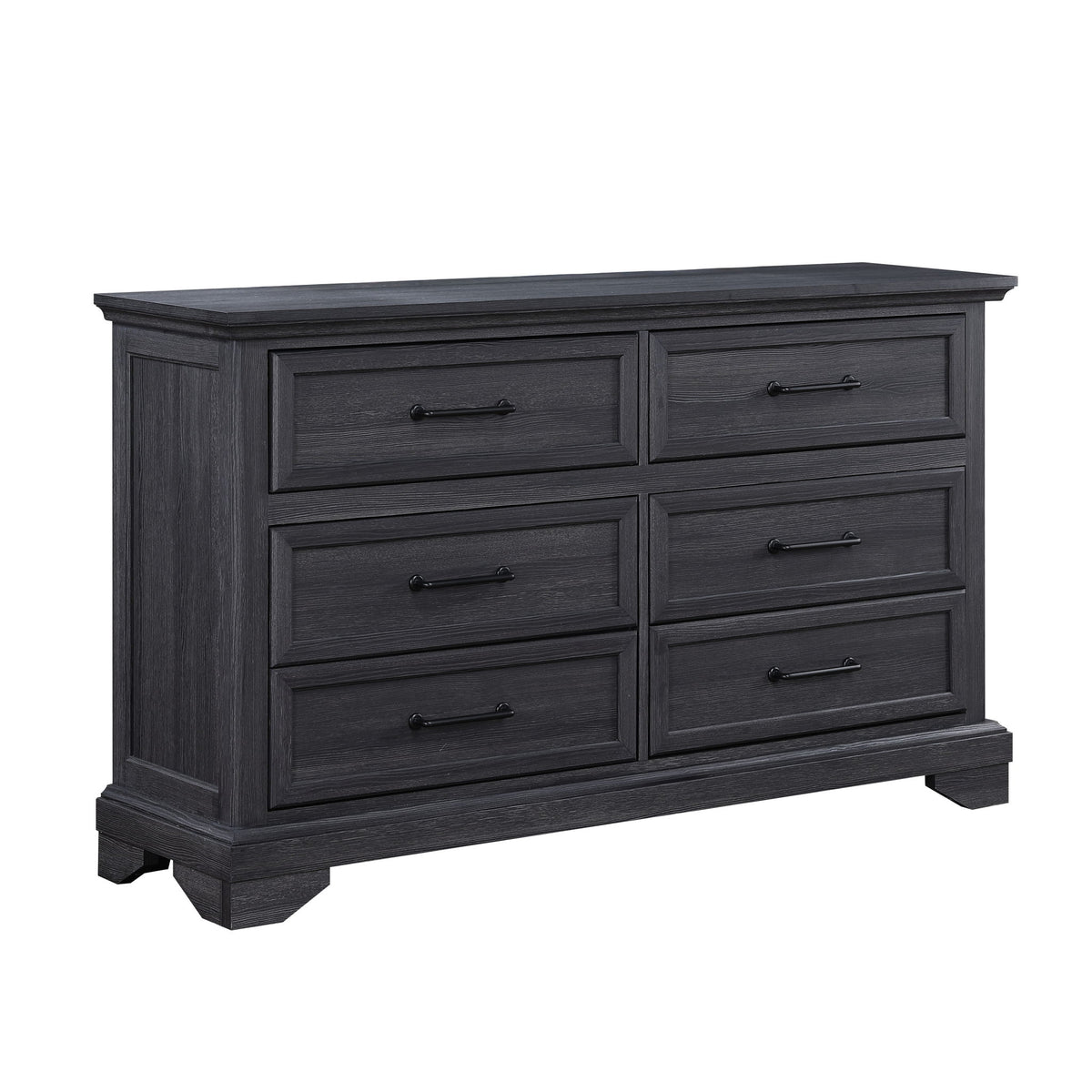 Colville - 6-Drawer Dresser With Black Metal Hardware - Charcoal