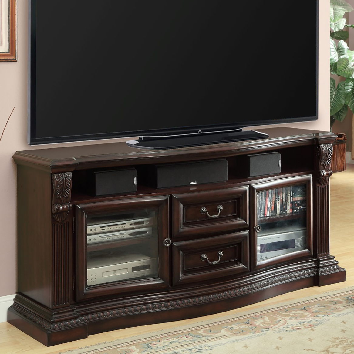Bella - TV Console With Power Center - Vintage Sienna