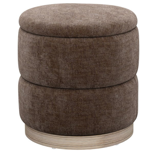 Dorset - Reversible Tray Top Storage Ottoman With Solid Wood Base - Latte