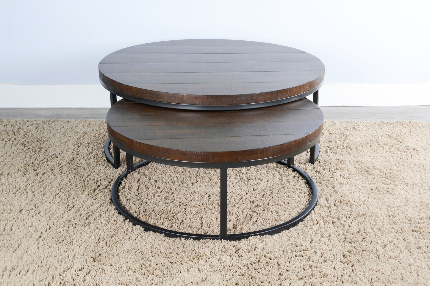 Homestead - Nesting Table Set With Metal Base - Dark Brown