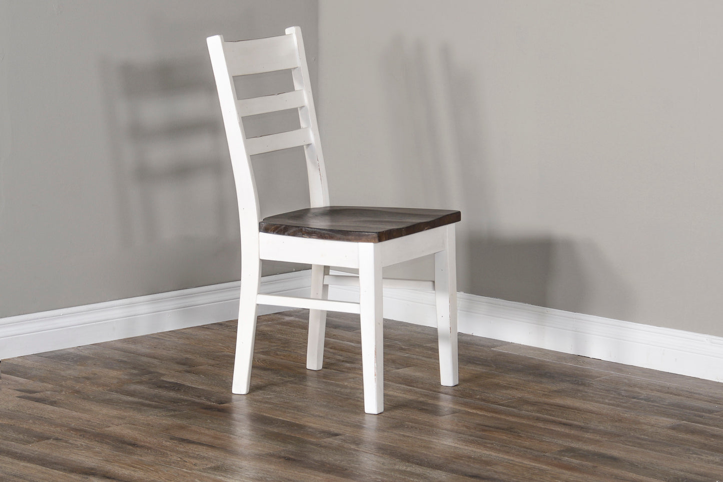 Carriage House - Wood Ladderback Dining Chair (Set of 2) - Cottage White / Europen Dark