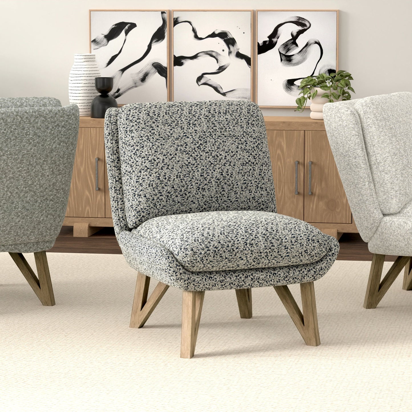 Emerson - Armless Accent Chair - Speckled Navy