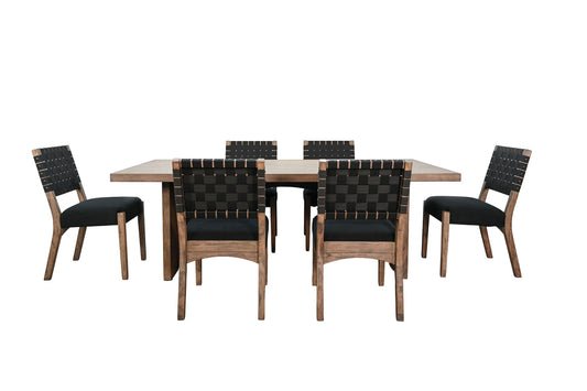 Modern - Rectangular Arch 7 Piece Full Back Chair Dining Set - Desert Plain