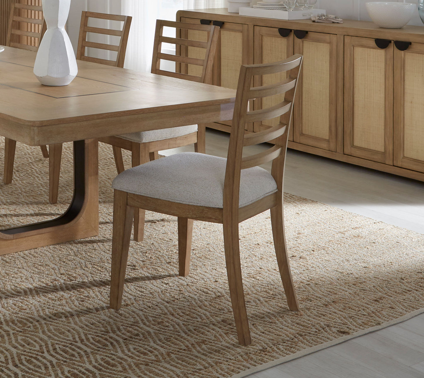Escape - Dining Ladder Back Dining Chair (Set of 2) - Glazed Natural Oak / Mirage Mist