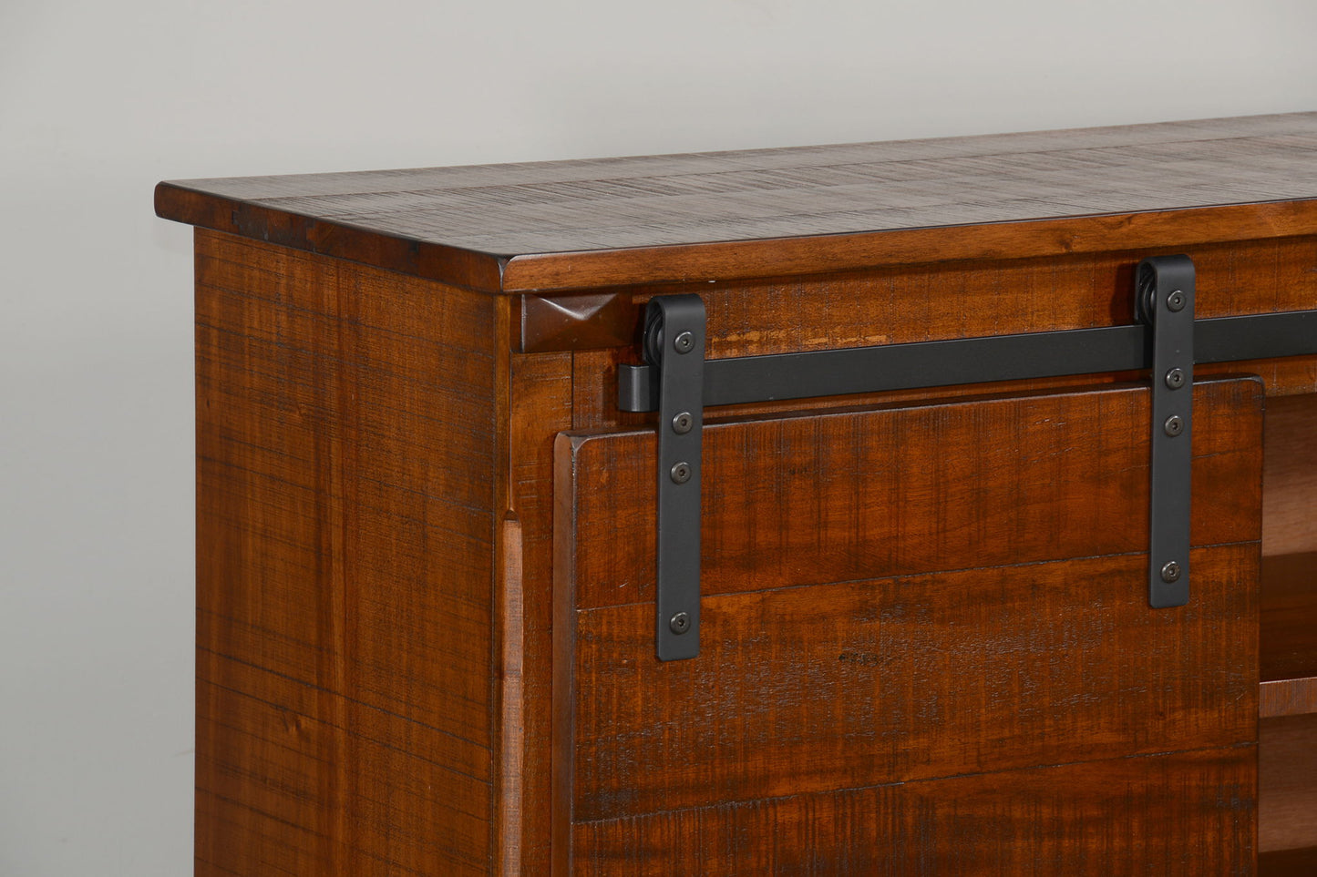 Santa Fe - TV Console With Barn Door - Dark Chocolate