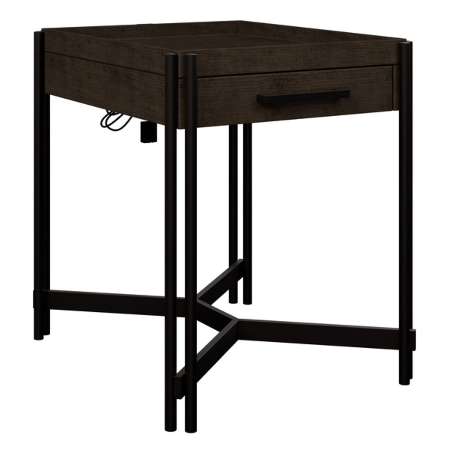 Huron - 20" Chairside End Table With Storage Drawer And Tray-Top Styling - Dark Cocoa