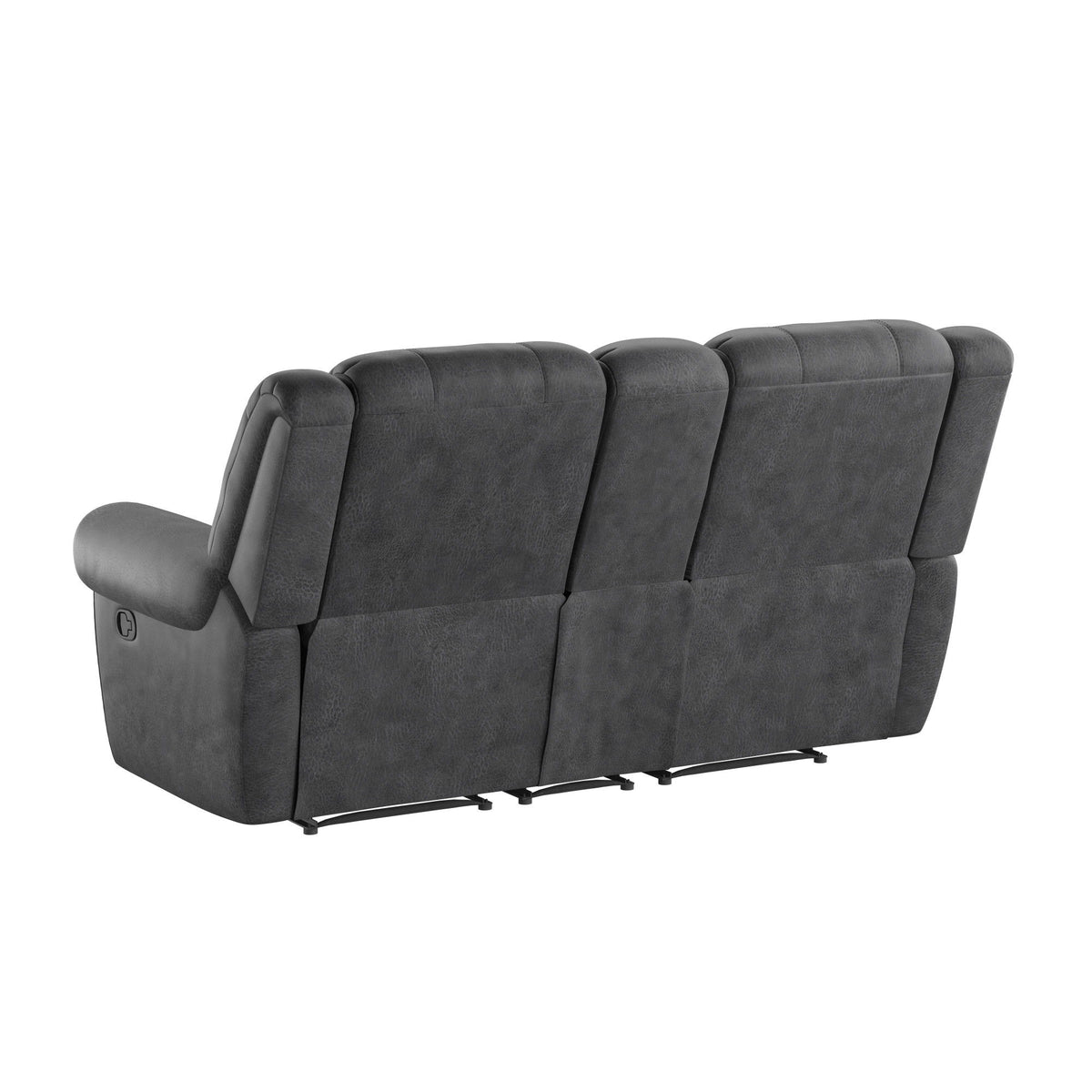 Baldwin - Reclining Console Loveseat With Contrast Stitching - Slate Gray