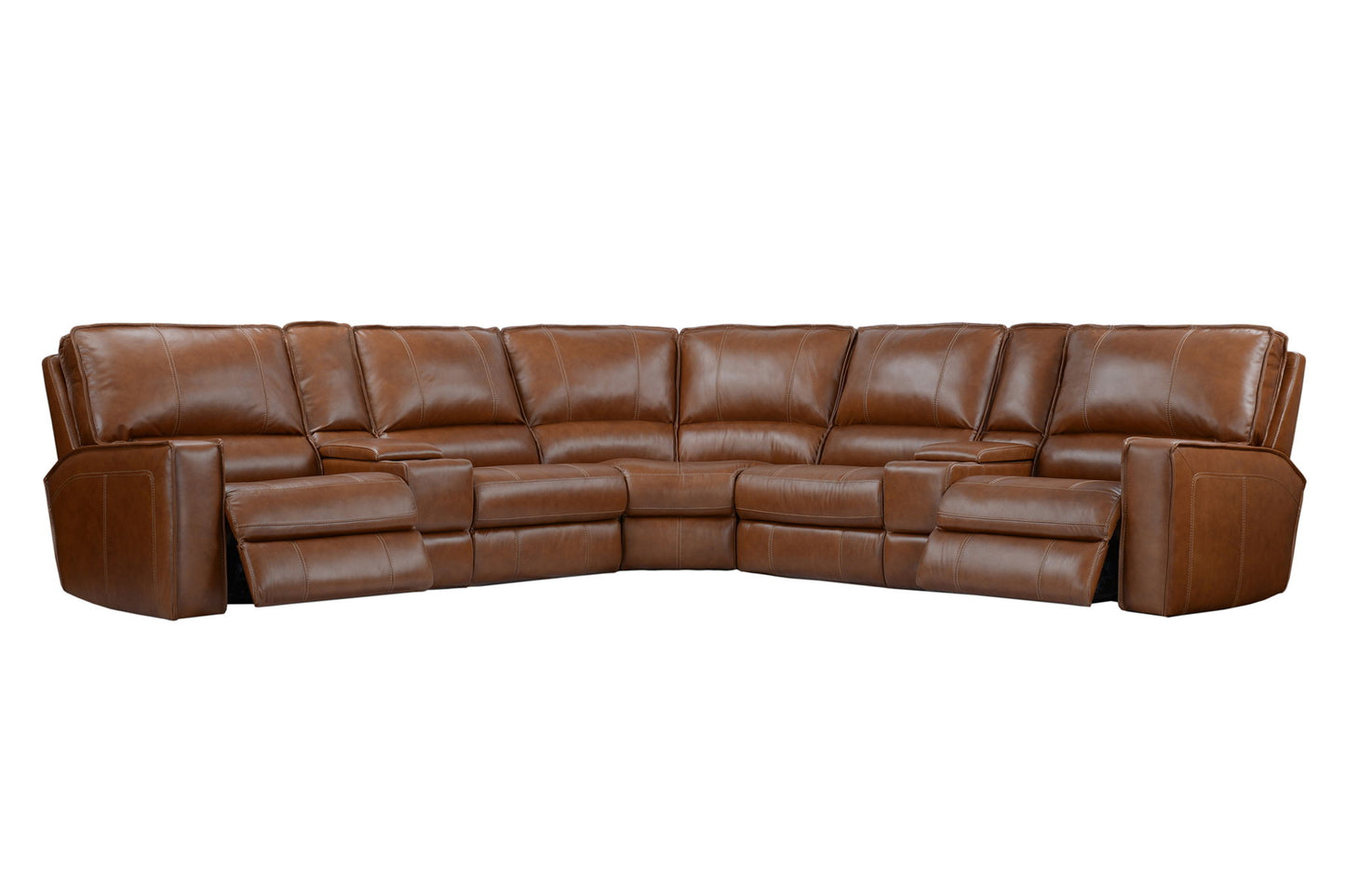 Rockford - 7 Piece Modular Power Reclining Sectional With Power Adjustable Headrests - Verona Saddle