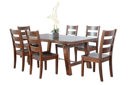 7 Piece Dining Set With Turn Buckle - Vintage Mocha
