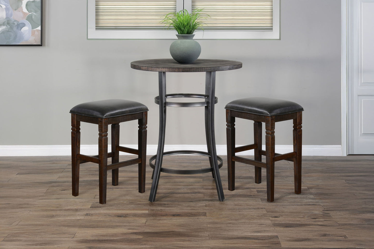 Metal Frame Backless Pub Set - Tobacco Leaf