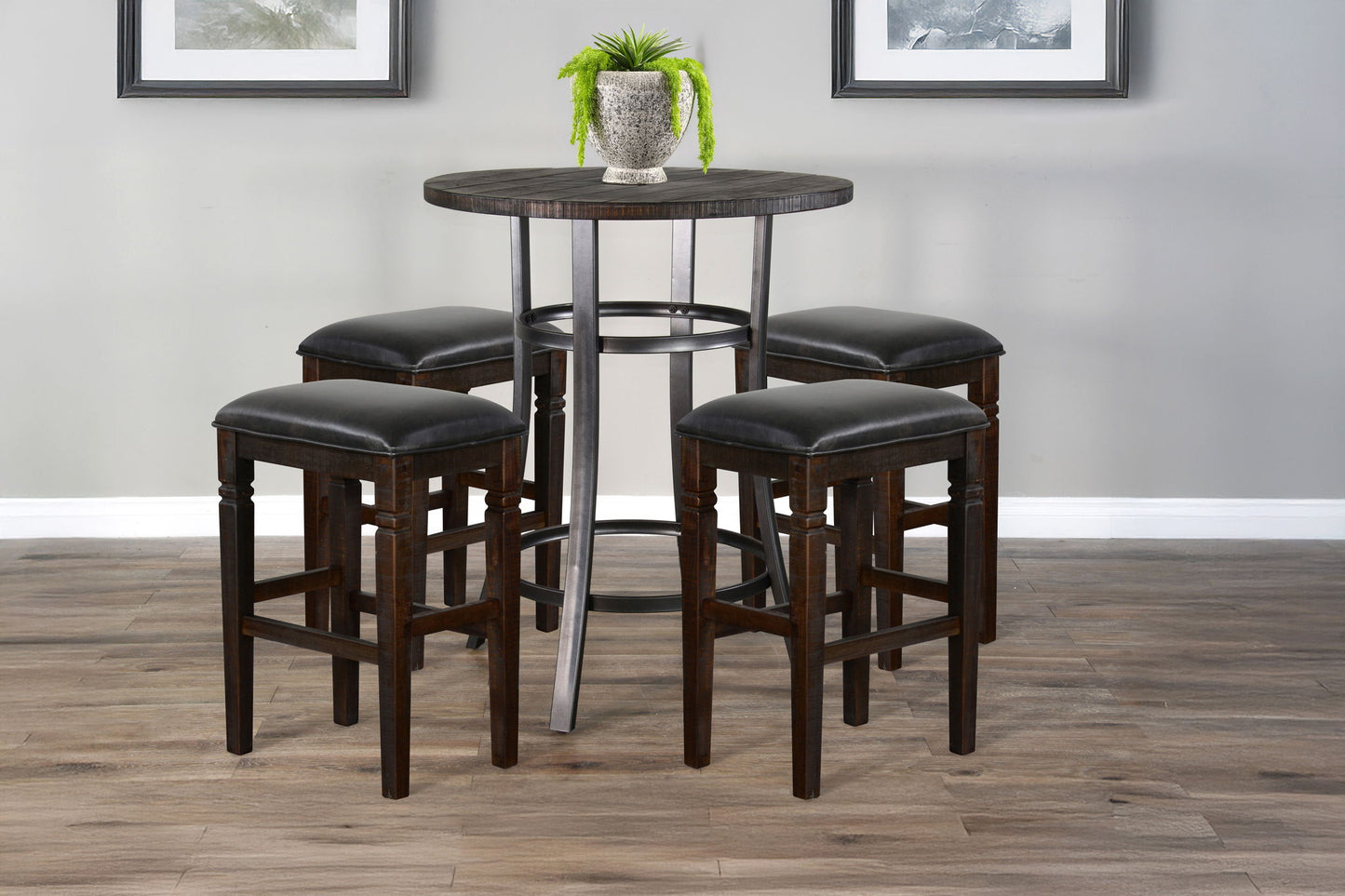 Metal Frame Backless Pub Set - Tobacco Leaf