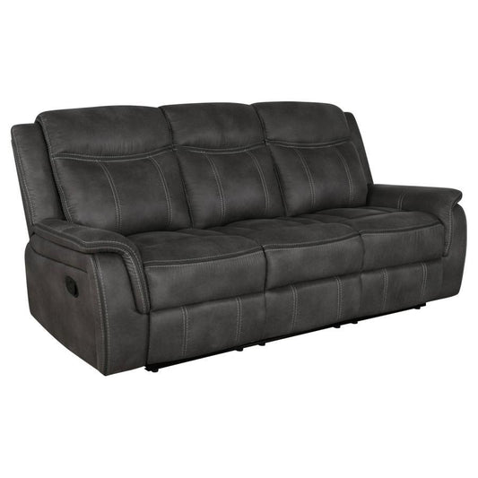 Lawrence - Upholstered Padded Arm Reclining Sofa - Charcoal