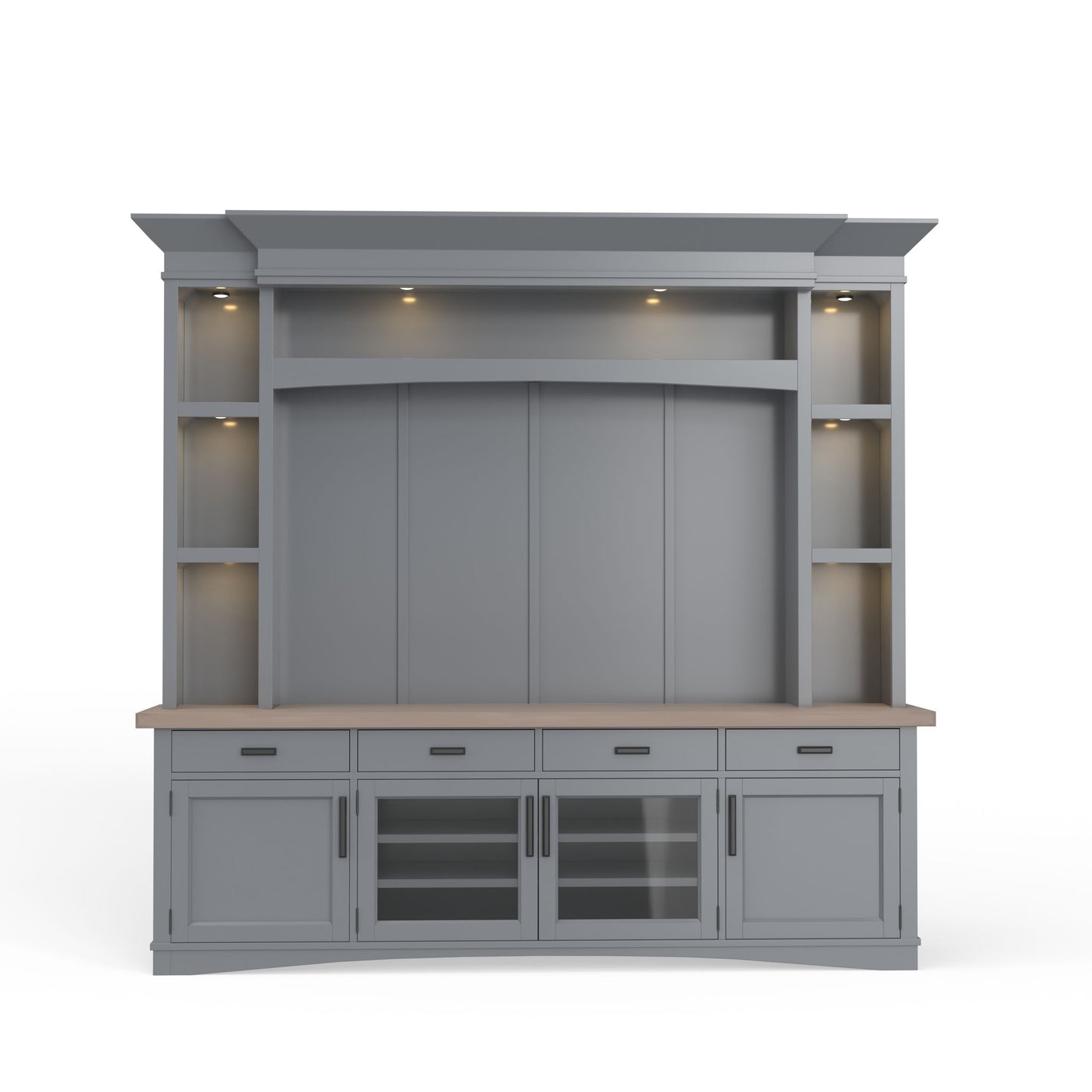 Americana Modern - TV Console with Hutch, Backpanel and LED Lights