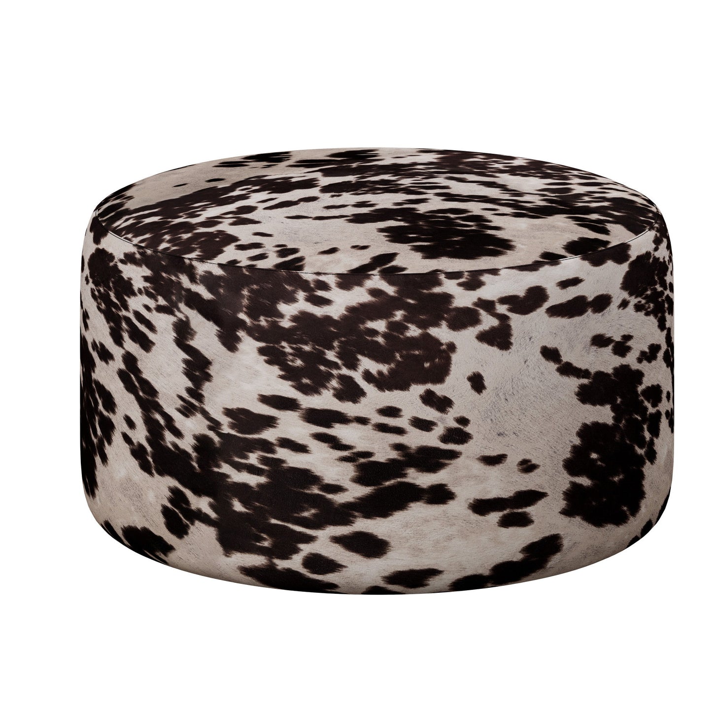 Walker - Cow Print Round Cocktail Ottoman With Soft Fabric - Brown