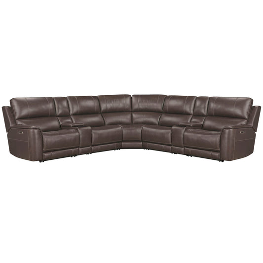 Easton - 7 Piece Zero Gravity Power Reclining Sectional With Power Adjustable Headrests - Steamboat Brown