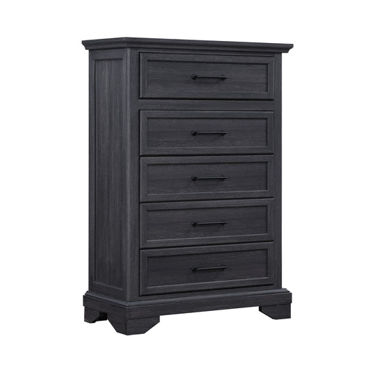 Colville - 5-Drawer Chest With Black Metal Hardware - Charcoal