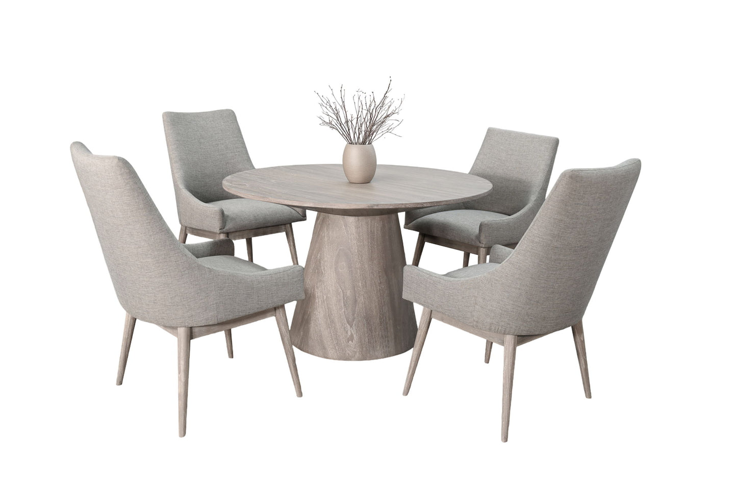 Wheat - Round 5 Piece Upholstered Chair Dining Set - Wheat