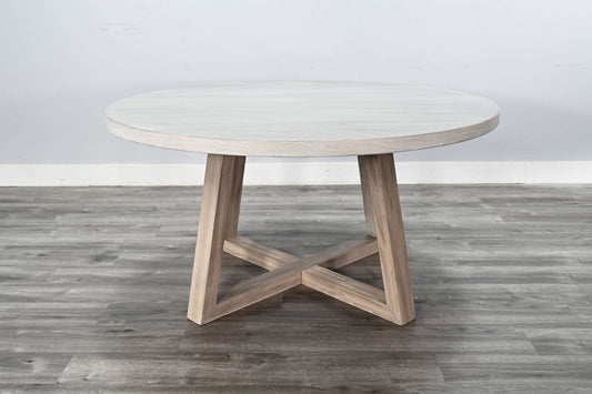 Rowan - Round Dining Table - Light Gray / Wheat