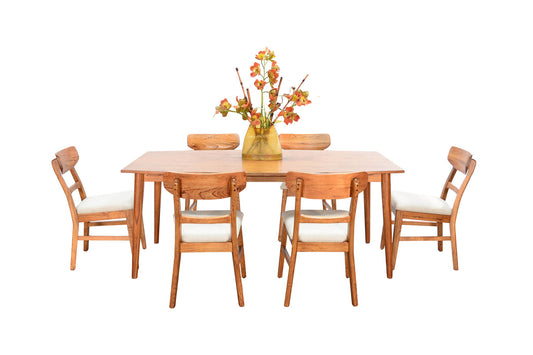 Mid-Century - Wood 7 Piece Dining Set - Cinnamon