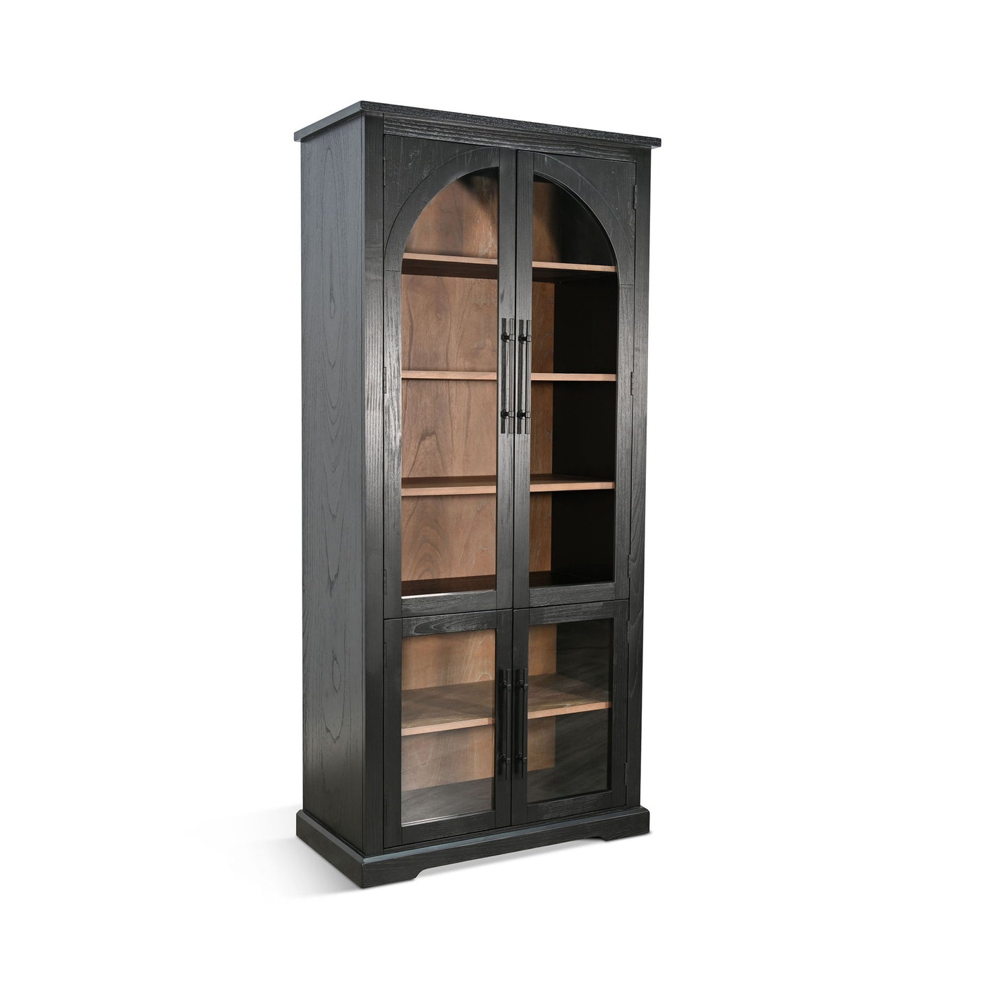 Elena - Tall Wood Cabinet With Arched Glass Doors