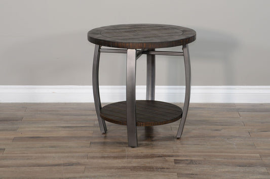 Homestead - Mahogany Wood & Metal End Table - Tobacco Leaf