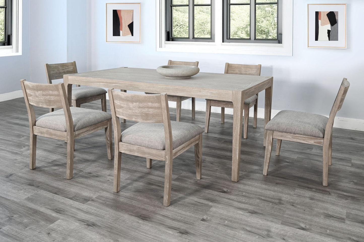 Modern - Blair 7 Piece Full Back Chair Dining Set - Wheat