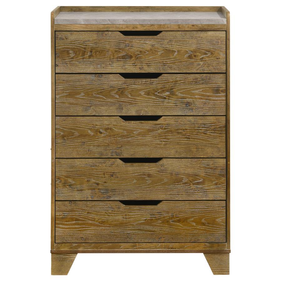 Henderson - 5-Drawer Bedroom Chest Of Drawers - Medium Oak
