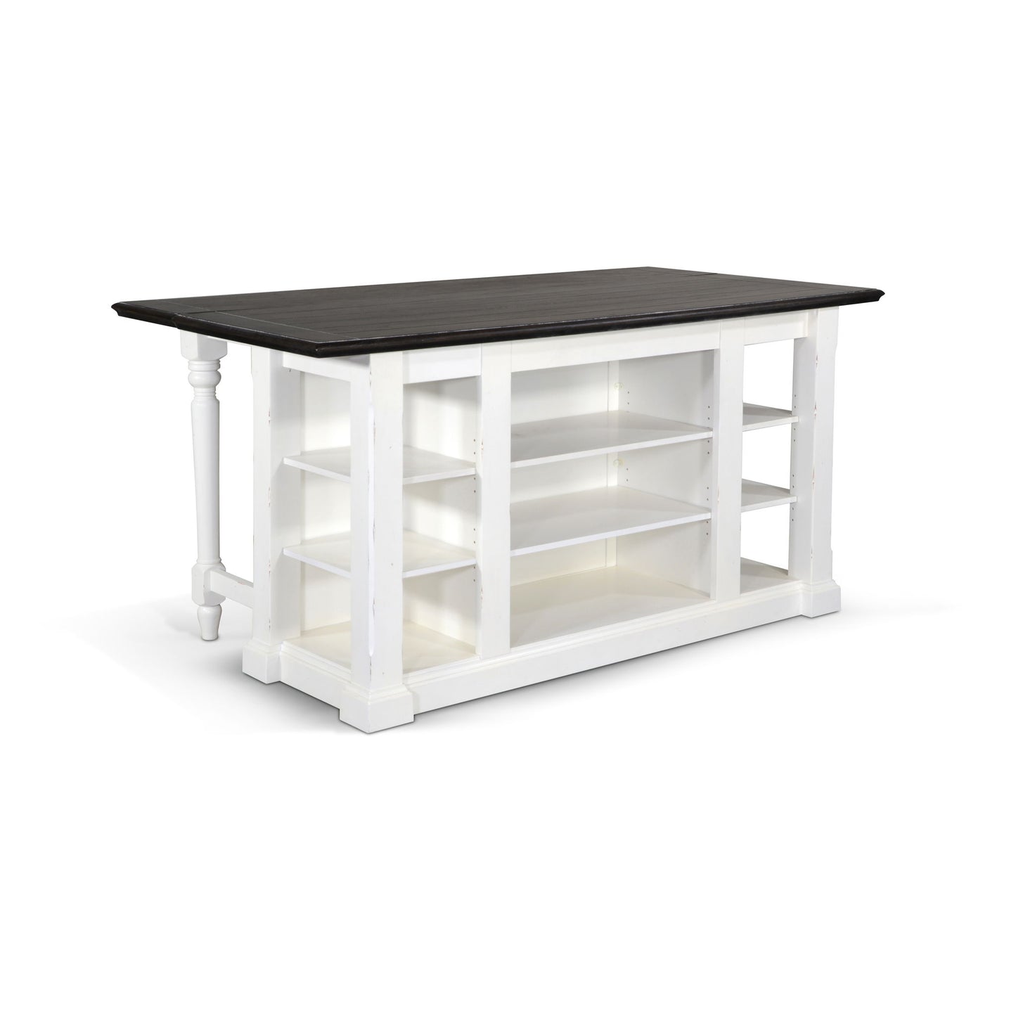 Carriage House - Kitchen Island, 13" Drop Leaf - Cottage White / Europen Dark
