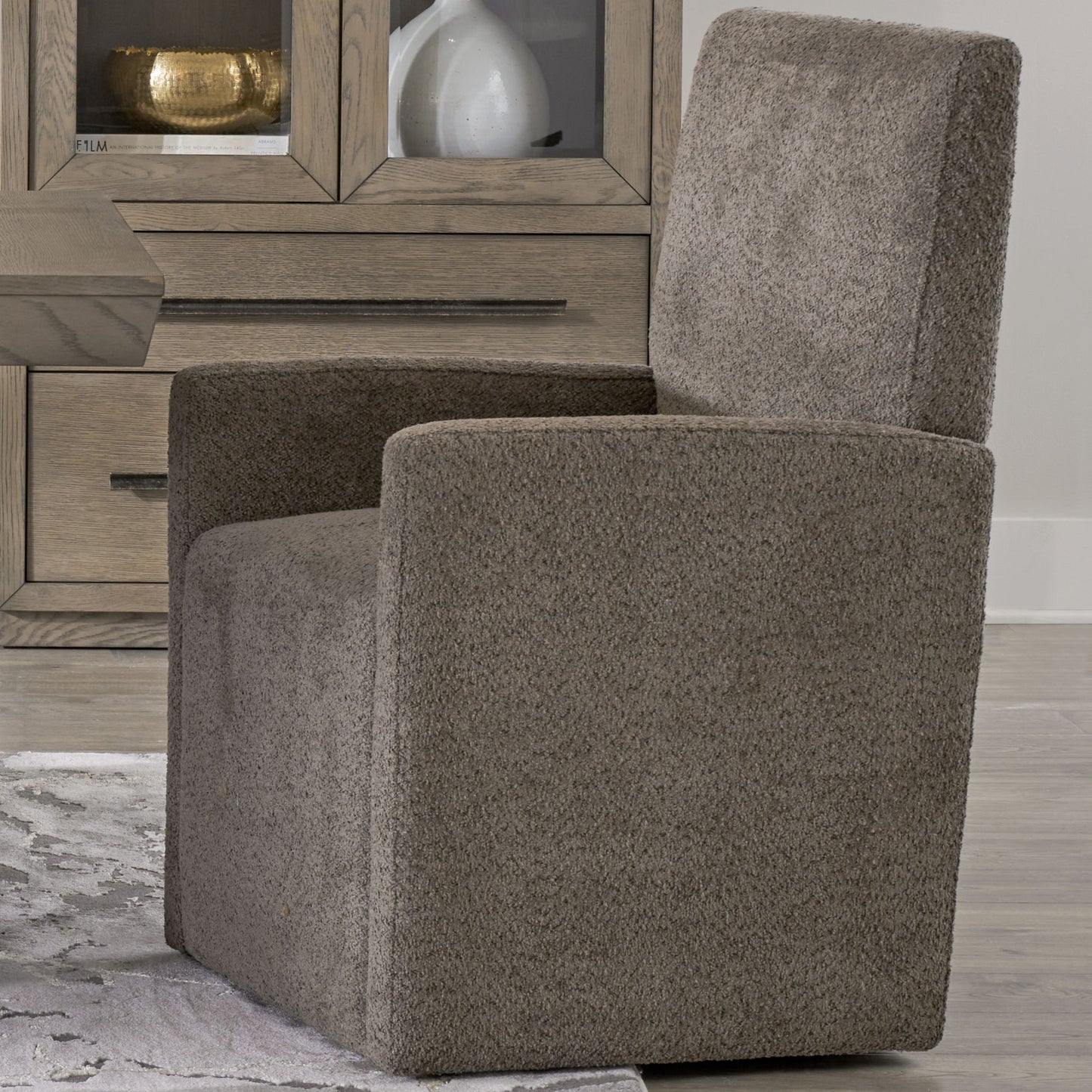 Pure Modern Dining - Upholstered Caster Chair - Himalaya Granite