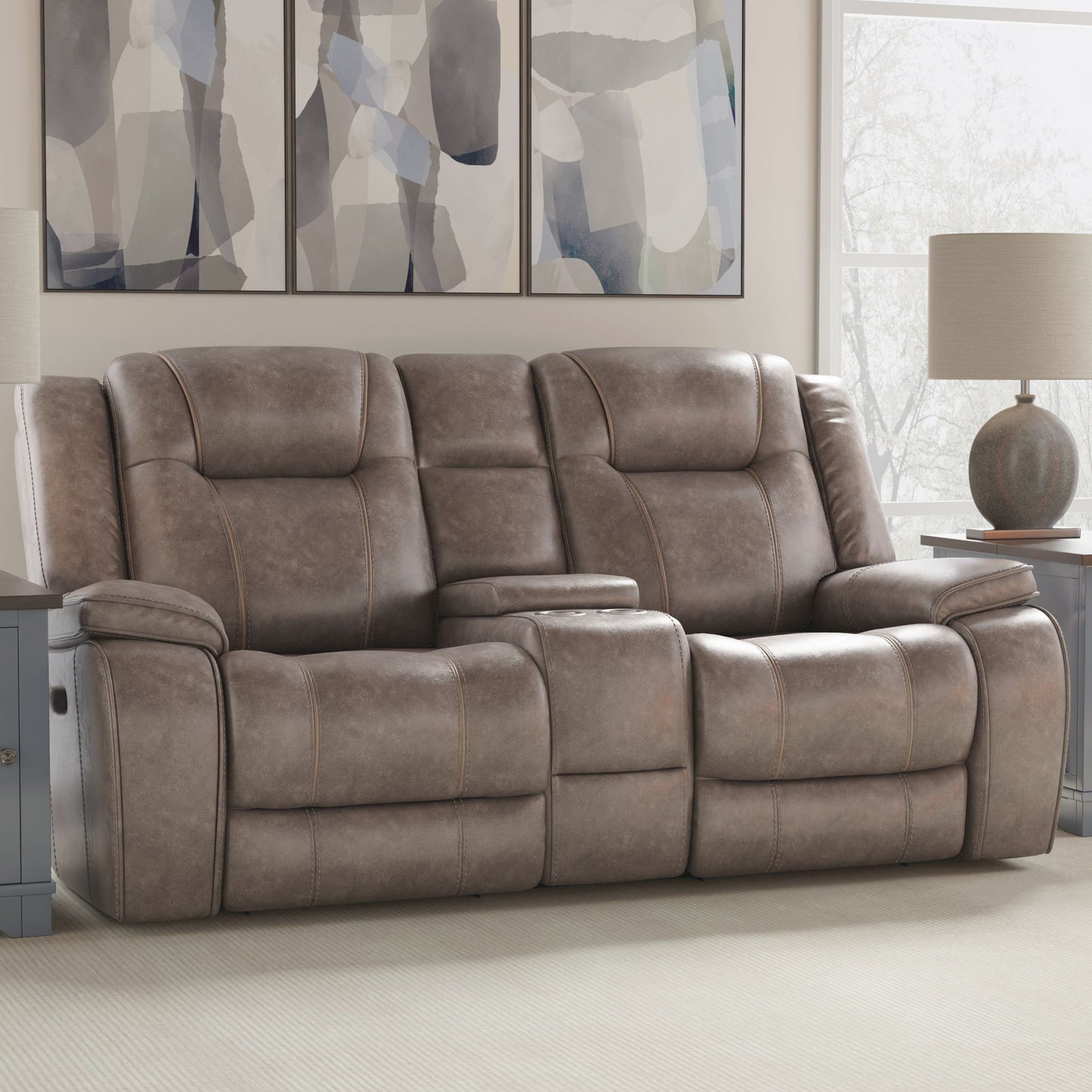 Blake - Reclining Console Loveseat - Desert Taupe