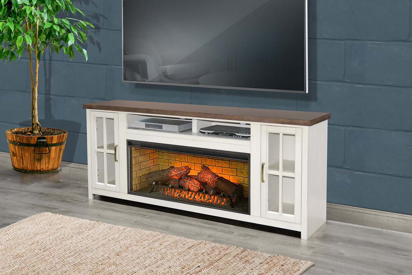 76" Media Console With Electric Fireplace