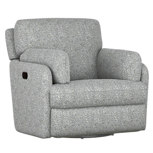 Albus - Manual Swivel Glider Recliner With Hidden Arm Storage - Speckled Gray