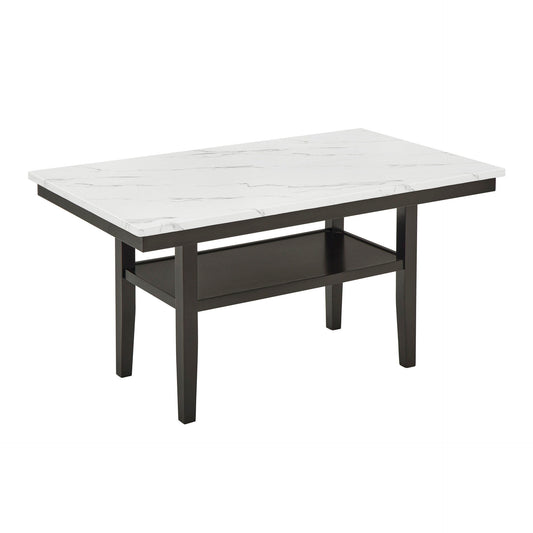 Carissa - 60" Rectangle Dining Table With Storage Shelf - Black / White